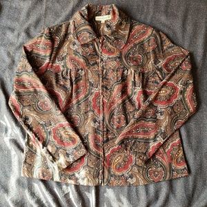 Notations Paisley Zip Swing Jacket/Shirt- Size S